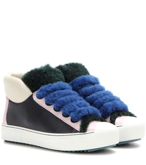 fendi logo sock sneakers|Fendi shearling trimmed sneakers.